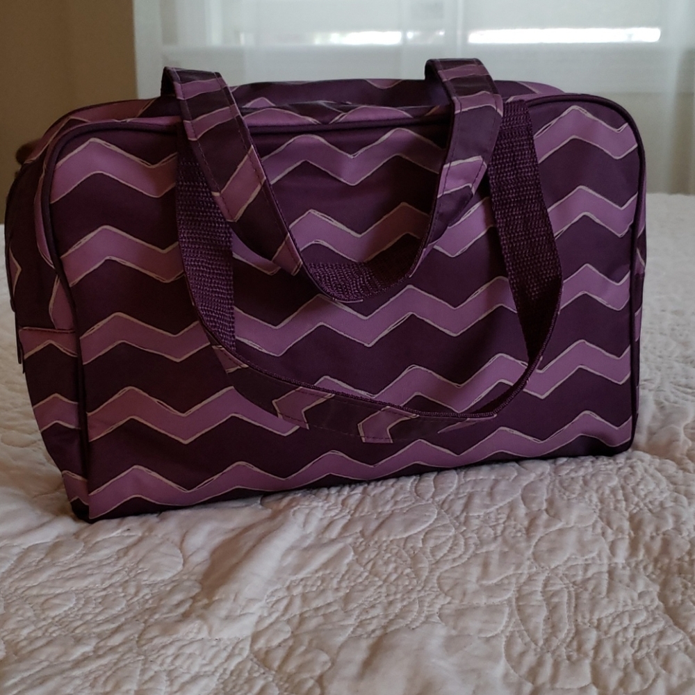 Thirty One Handle It Cosmetic Case Purple Chevron